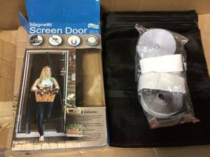39 in. x 82 in. Black Fiberglass Magnetic Center Opening Screen Door by Fenestrelle in good condition&nbsp