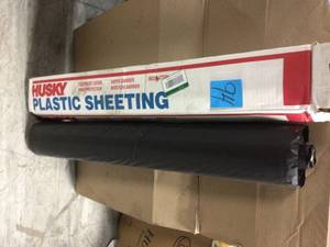 HUSKY 12 ft. x 100 ft. Black 4 mil Plastic Sheeting in good condition&nbsp