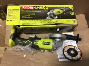 lot 15 image: 18-Volt ONE Cordless 4-12 in. Angle Grinder (Tool-Only) by RYOBI in good condition 
