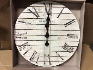 lot 52 image: 18 in. Shiplap White Wall Clock by FirsTime in good condition