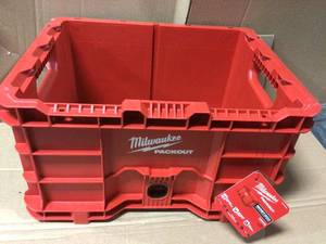 lot 55 image: PACKOUT 18.6 in. Tool Storage Crate Bin by Milwaukee in good condition missing lid 