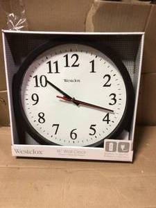 lot 71 image: 14 in. Black Electric Wall Clock by Westclox in good condition