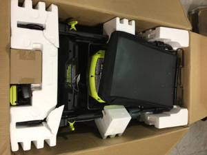 lot 109 image: 21 in. 40-Volt Lithium-Ion Brushless Cordless Walk Behind Self-Propelled Mower with 7.5 Ah BatteryCharger Included by RYOBI in good condition