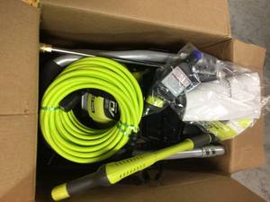 lot 110 image: 3300 PSI 2.3 GPM Cold Water Gas Pressure Washer with Honda GCV190 Idle Down by RYOBI in good condition