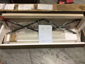 Industrial 46 in. White Oak Standard Rectangle Wood Console Table with Storage in good condition