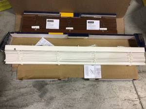 LEVOLOR TrimGo 2-in Slat Width 47-in x 48-in Cordless White Faux Wood Room Darkening Faux Wood Blinds in good condition
