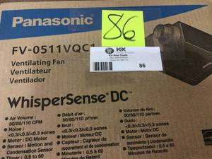 WhisperSense DC Fan with Motion and Humidity Sensors Delay Timer and Pick-A-Flow Speed Selector 50, 80 or 110 CFM by Panasonic in good condition