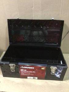 20 in. Tread Plate Metal Portable Tool Box by Husky in good condition