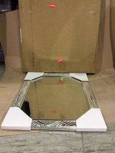 Medium Rectangle Shiny Silver Beveled Glass Art Deco Mirror (34 in. H x 2 8 in. W) in good condition