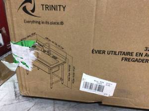 Trinity 41.7 in. x 24 in. x 49.2 in. Stainless Steel Utility Sink with Pull out Faucet not used
