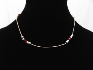 .925 Sterling Silver Ruby Crystal Necklace