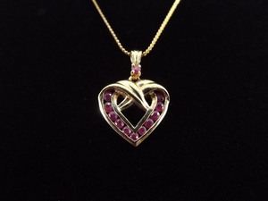 .925 Sterling Silver Ruby Heart Vermeil Pendant Necklace