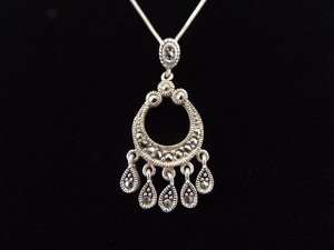 .925 Sterling Silver Art Nouveau Tribal Pendant Necklace