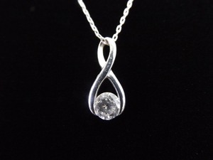 .925 Sterling Silver Infinity Crystal Pendant Necklace