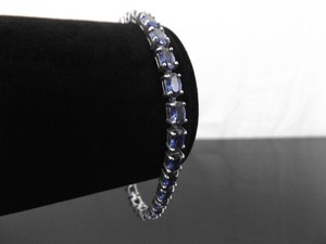.925 Sterling Silver Oval Cut Sapphire Crystal Bracelet
