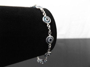 .925 Sterling Silver Blue Glass Eye Luck Bracelet
