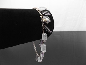 .925 Sterling Silver Polished Amethyst Bird Charm Bracelet