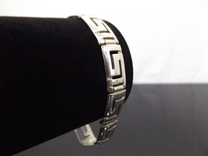 .925 Sterling Silver Thick Greek Key Bracelet