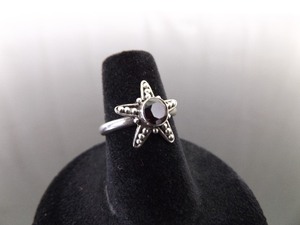 .925 Sterling Silver Faceted Onyx Star Fish Ring Size 5.5