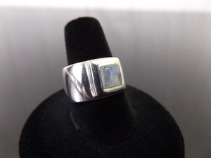 .925 Sterling Silver Moonstone Square Cabochon Ring Size 8