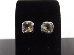 .925 Sterling SilverFaceted Light Green Quartz Crystal Post Earrings