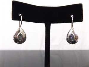.925 Sterling Silver Inlayed Abalone Hook Latched Earrings