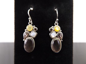 .925 Sterling Silver Multi Stone Dangle Hook Earrings