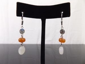 .925 Sterling Silver Multi Stone Dangle Hook Latch Earrings