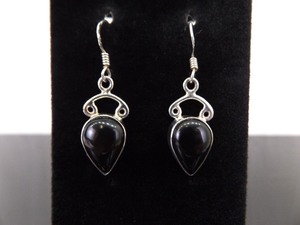 .925 Sterling Silver Dark Tigers Eye Dangle Hook Earrings