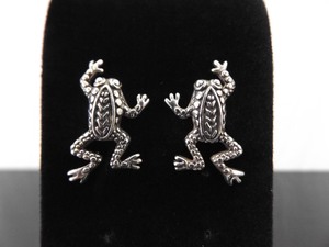 .925 Sterling Silver Frog Post Earrings