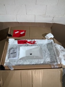 lot 5 image: HOME DECORATORS COLLECTION Aberdeen 36 in. W x 22 in. D Single Bath Vanity in White with Carrara Marble Top with White Sink