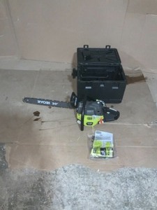 lot 14 image: ryobi 20 in 50 cc 2 cycle gas chiansaw with heavy-duty case