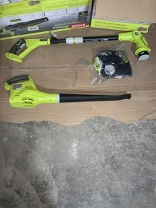 lot 22 image: Assorted Ryobi and homelite gas and battery powered outdoor lawn tools see pics