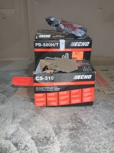 lot 28 image: ASSORTED ECHO OUTDOOR LAWN CHAINSAW & BACKPACK BLOWER TOOLS & ACCESSORIES SEE PICS