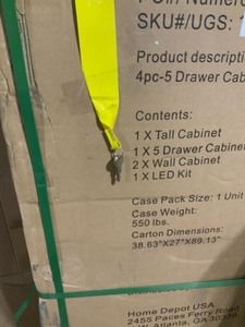 lot 46 image: HUSKY Heavy Duty Welded 92 in. W x 81 in. H x 24 in. D Steel Garage Cabinet Set in Black (4-Piece) NOT USED COMPLETE
