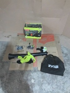 lot 57 image: Ryobi 40-volt lithium-ion cordless leaf vacuummulcher with battery and charger (open box tested) (Lightly damage)