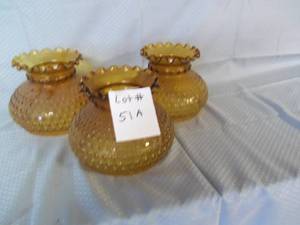 3 Vintage Amber Chandelier tops...