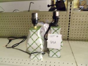 2 Green Lamps with 1 shade...