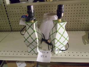 2 Green Lamps with 1 shade...