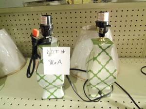 2 Green Lamps with 1 shade...