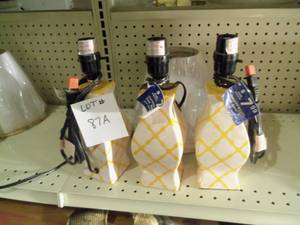 3 Yellow Lamps with 1 shade...