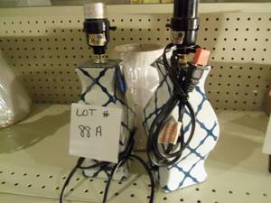 2 Blue Lamps with 1 shade...