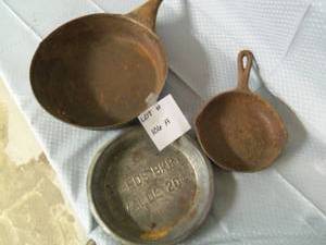 2 Cast Iron Pans tin pie plate...