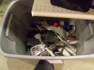 Assorted Kitchen tools, wooden spoo...