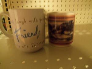 6 glass bowls, 1 plate, 2 coffee cu...