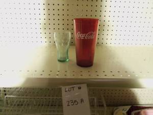1 small coca cola glass, 1 coca col...