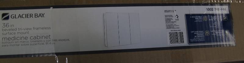 36 3 8 in. W x 30 3 16 in. H Frameless Surface Mount Tri View