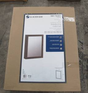 lot 2 image: Glacier Bay MMC22COM-FG Delridge Framed Surface-Mount Bathroom Medicine Cabinet in Flagstone