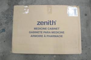 lot 8 image: 23.25 in. W x 18.63 in. H x 5.88 in. D Surface Mount Lighted Frameless Bi-View Medicine Cabinet in White
