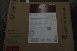 lot 43 image: 30 in. W x 29 in. H Fog Free Framed Surface-Mount Tri-View Bathroom Medicine Cabinet in White